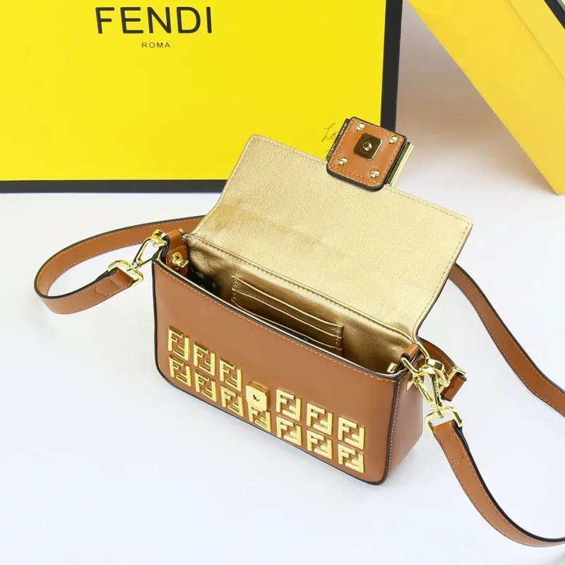 Fendi Brown Baguette Crossbody Bag - Image 9