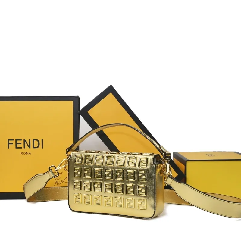 Fendi Gold Baguette Shoulder Bag 106 - Image 3
