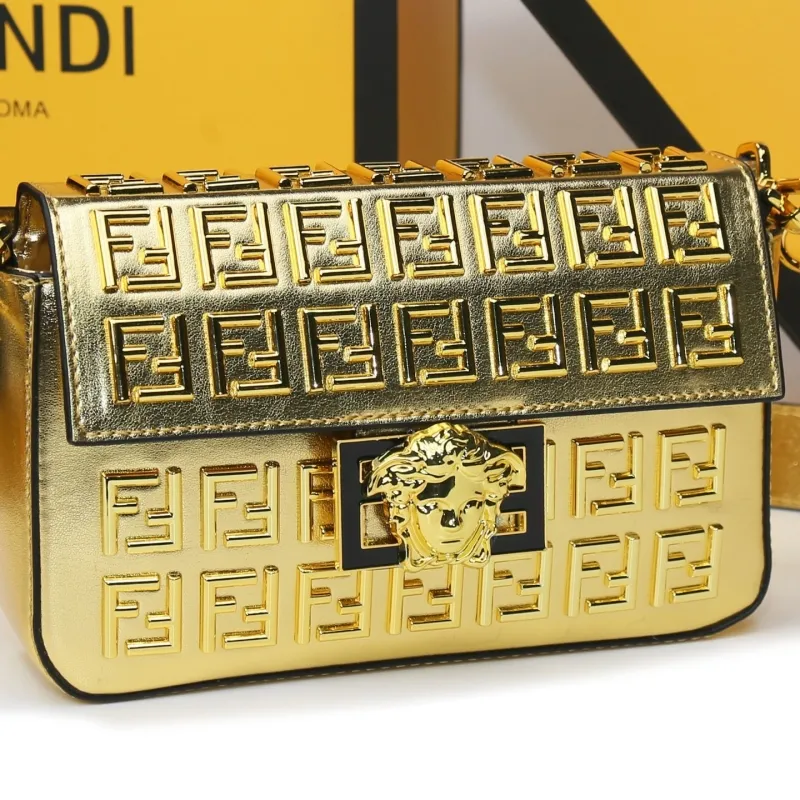 Fendi Gold Baguette Shoulder Bag 106 - Image 6