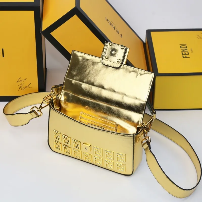 Fendi Gold Baguette Shoulder Bag 106 - Image 9