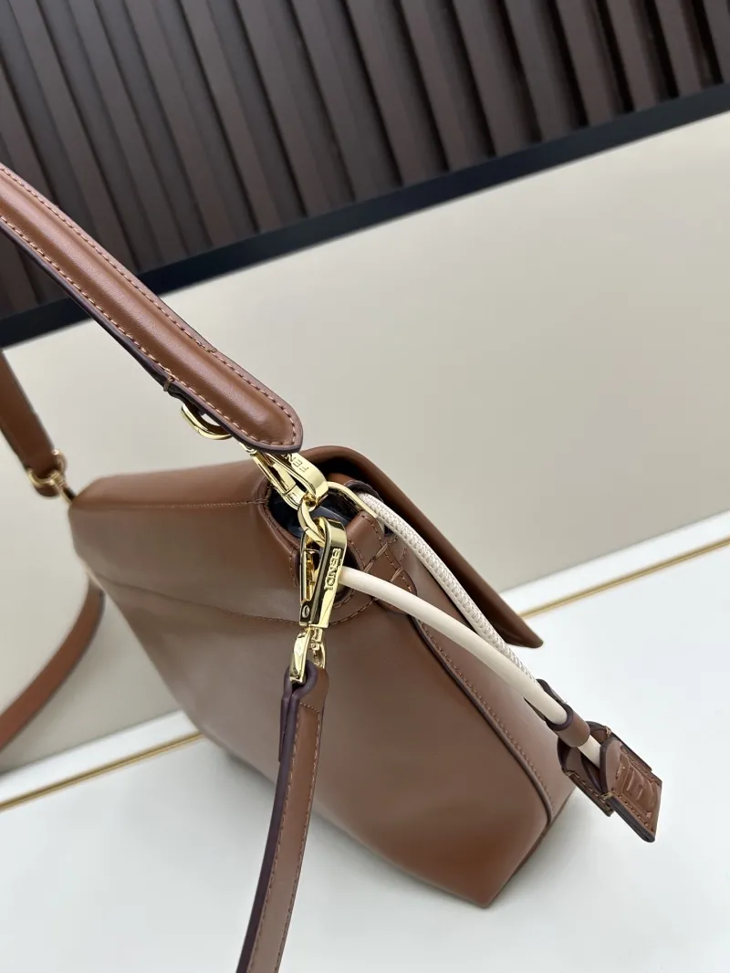 Fendi Brown Leather Shoulder Bag 08899 - Image 3