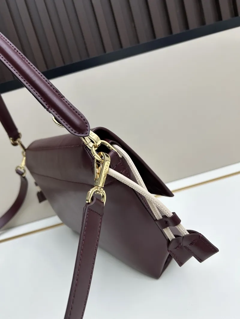 Fendi Burgundy Leather Shoulder Bag 08899 - Image 3
