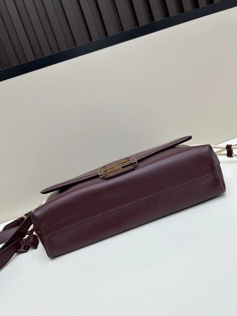 Fendi Burgundy Leather Shoulder Bag 08899 - Image 5