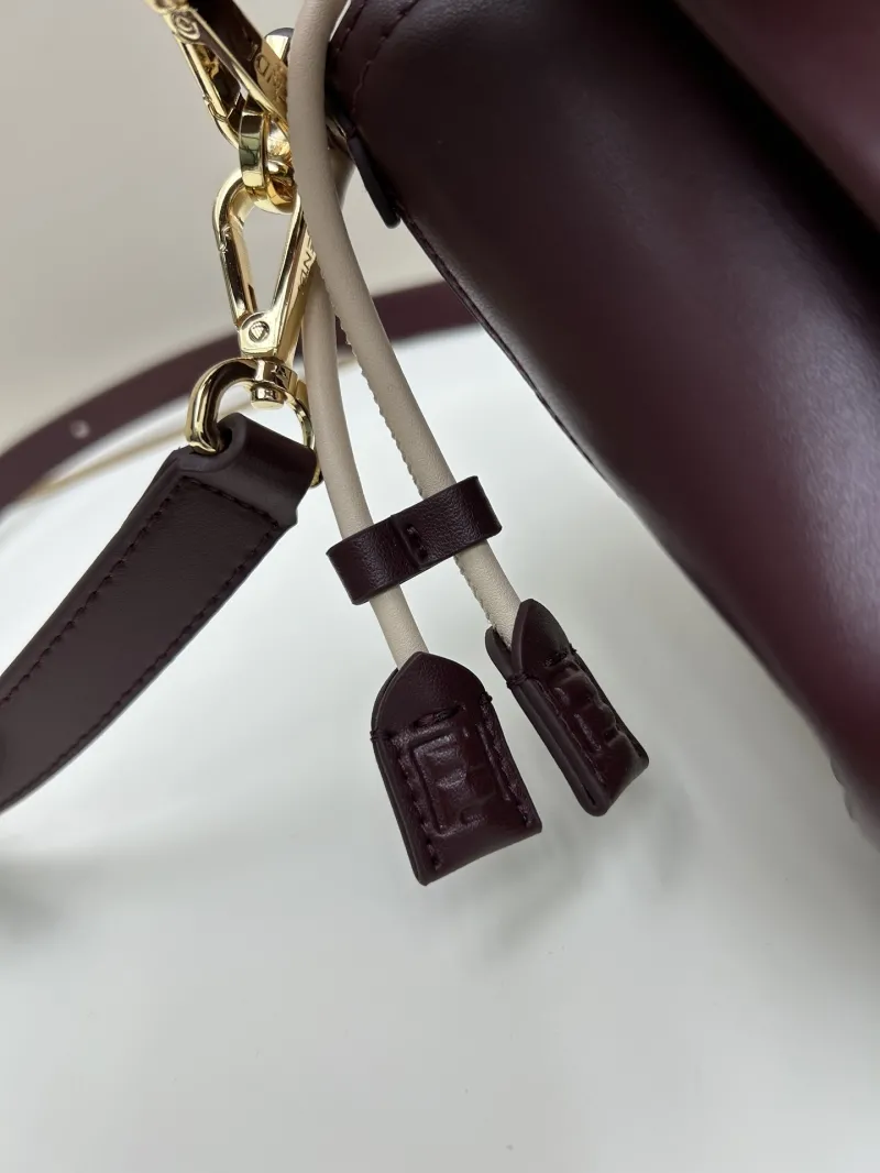 Fendi Burgundy Leather Shoulder Bag 08899 - Image 6