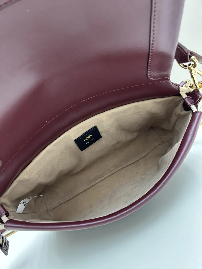 Fendi Burgundy Leather Shoulder Bag 08899 - Image 7