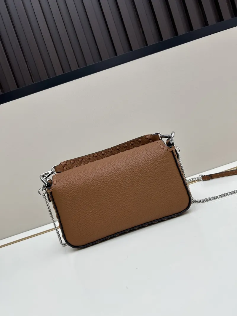 Fendi Brown Leather Baguette Crossbody Bag - Image 3