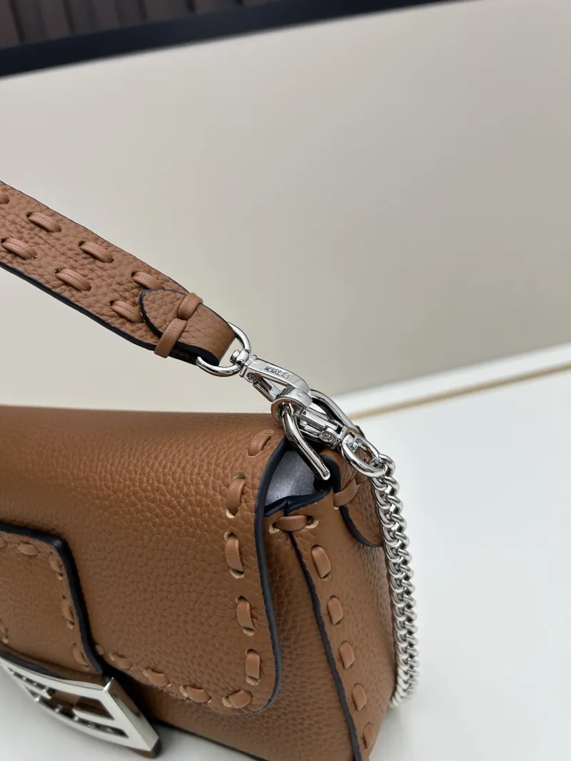 Fendi Brown Leather Baguette Crossbody Bag - Image 5