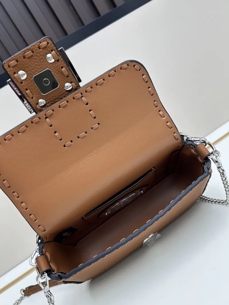 Fendi Brown Leather Baguette Crossbody Bag - Image 7