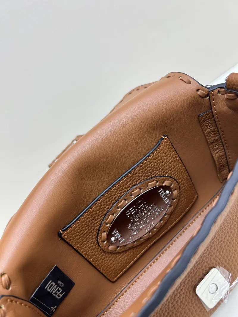 Fendi Brown Leather Baguette Crossbody Bag - Image 8