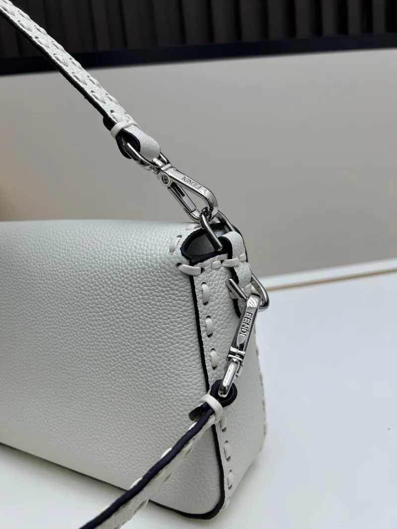 Fendi White Leather Baguette Bag 146 - Image 6