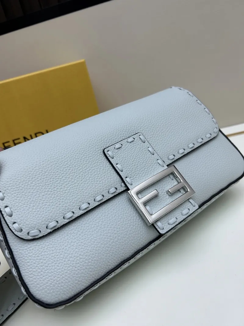 Fendi Light Blue Baguette Shoulder Bag - Image 4