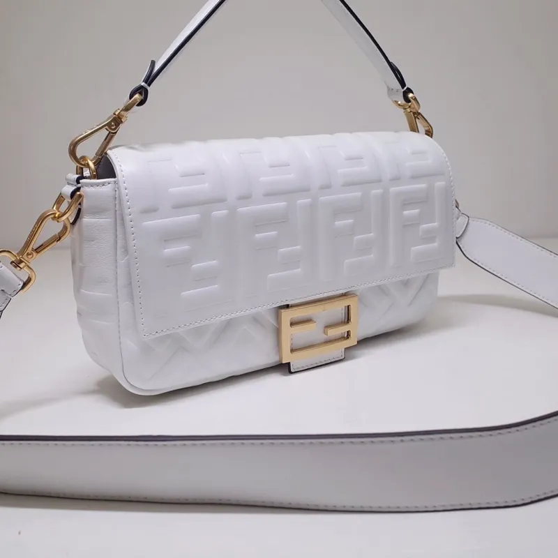 Fendi White Baguette Crossbody Bag