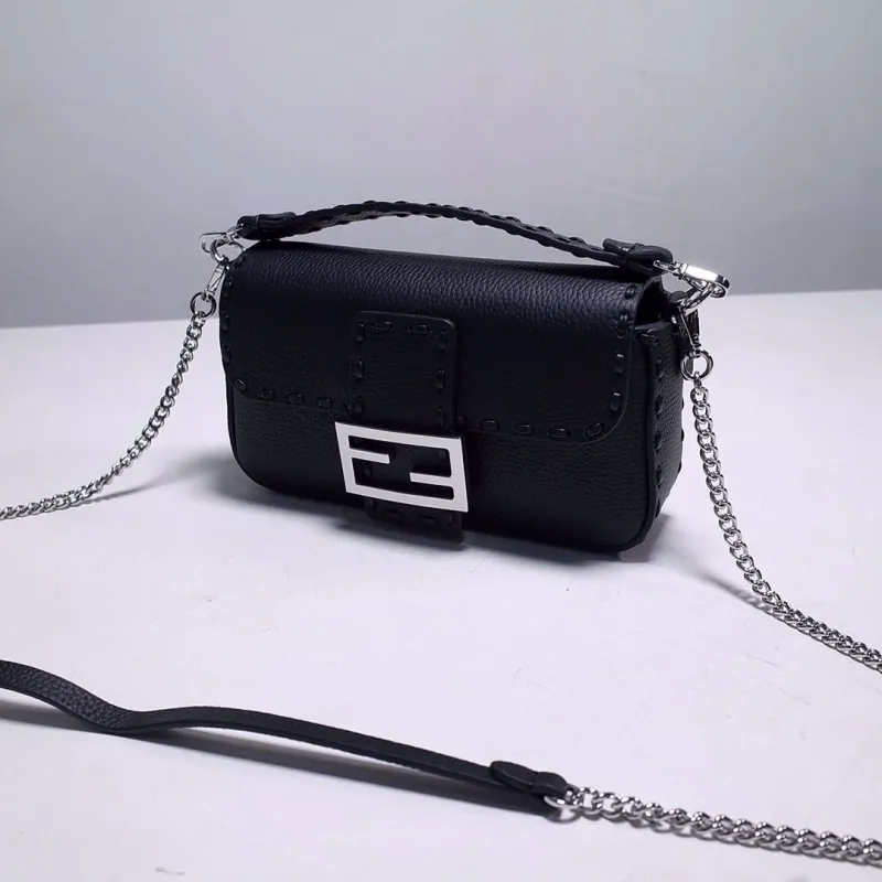 Alternative view of Fendi Black Baguette Leather Shoulder Bag