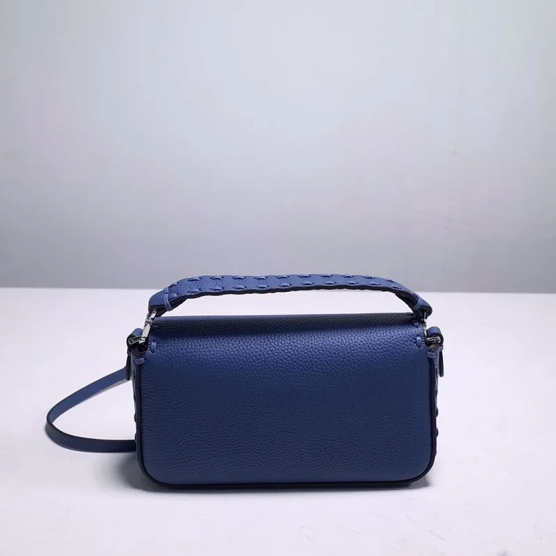 Fendi Blue Leather Baguette Crossbody Bag - Image 6