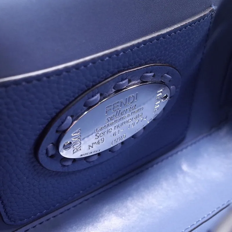 Fendi Blue Leather Baguette Crossbody Bag - Image 7