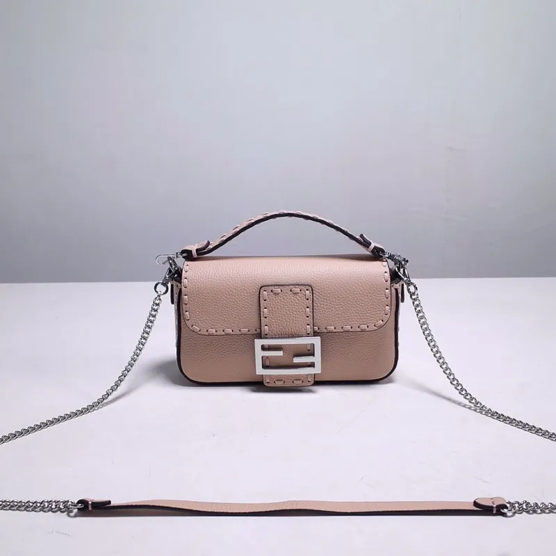 Fendi Nude Pink Baguette Crossbody Bag