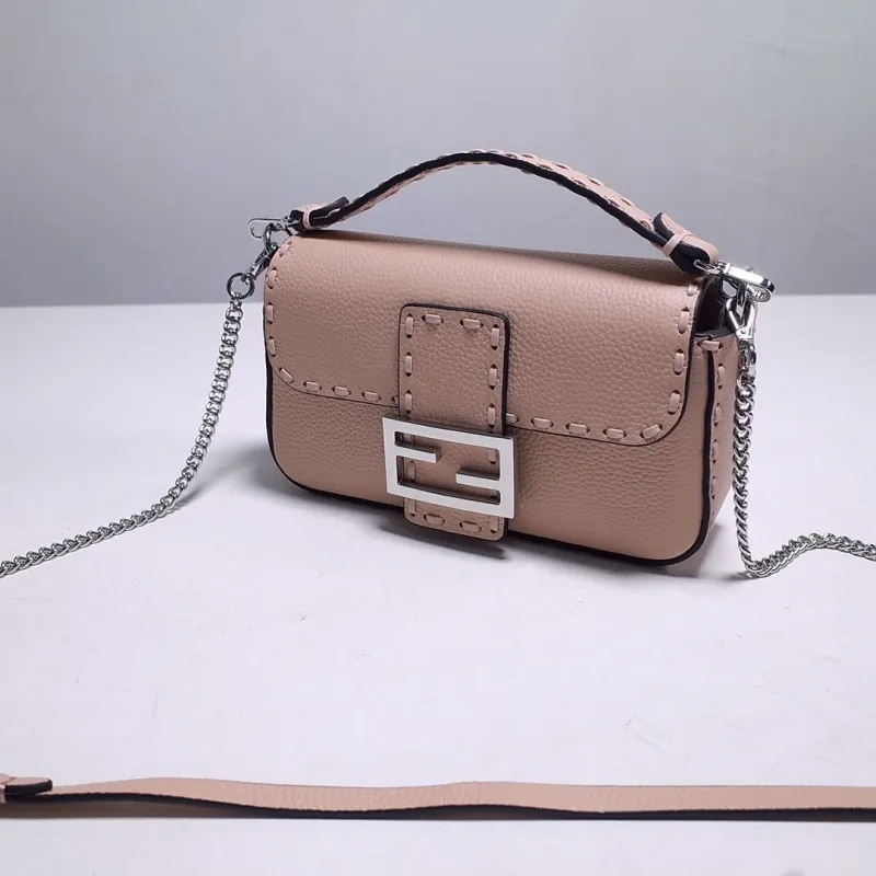 Fendi Nude Pink Baguette Crossbody Bag - Image 3