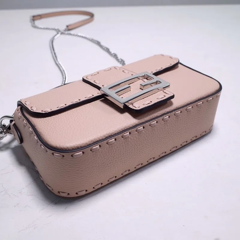Fendi Nude Pink Baguette Crossbody Bag - Image 5