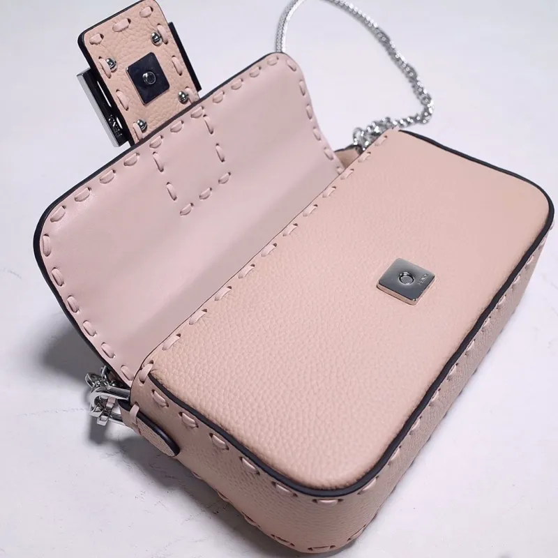 Fendi Nude Pink Baguette Crossbody Bag - Image 8