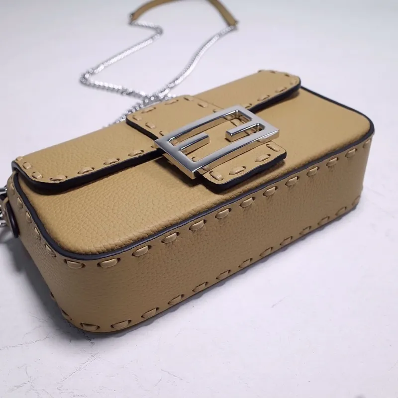 Fendi Tan Leather Baguette Crossbody Bag - Image 7