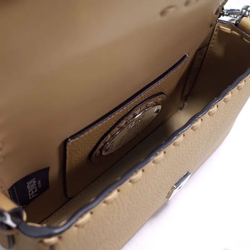 Fendi Tan Leather Baguette Crossbody Bag - Image 8