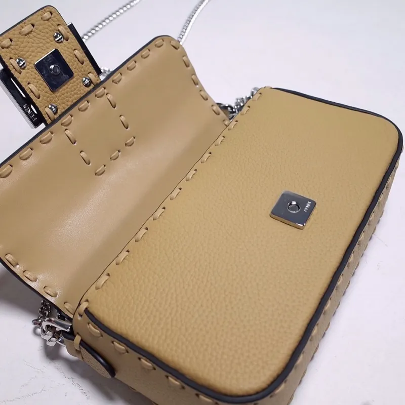 Fendi Tan Leather Baguette Crossbody Bag - Image 9