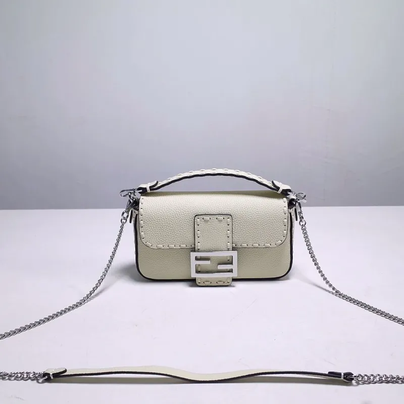 Fendi Cream Baguette Chain Shoulder Bag
