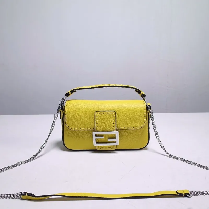 Fendi Yellow Baguette Crossbody Bag