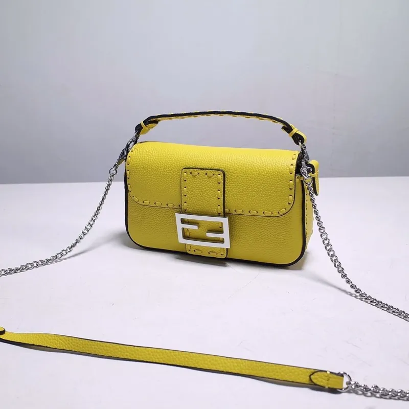 Fendi Yellow Baguette Crossbody Bag - Image 3