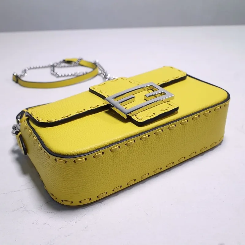 Fendi Yellow Baguette Crossbody Bag - Image 6