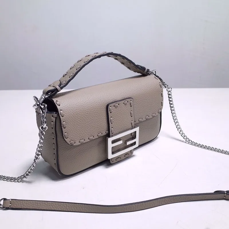 Alternative view of Fendi Gray Leather Baguette Crossbody Bag