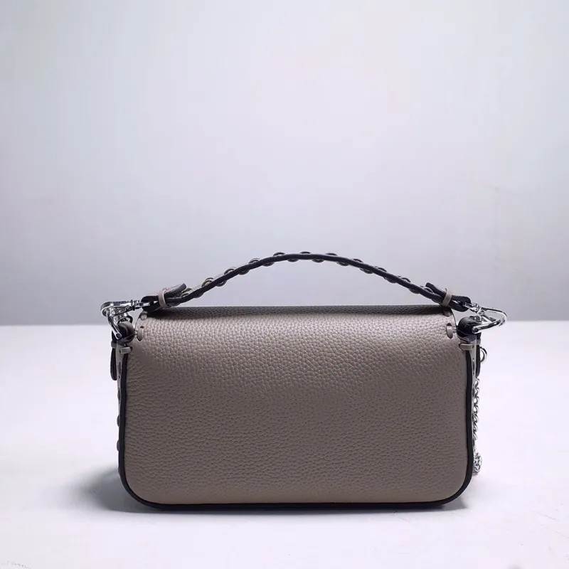Fendi Gray Leather Baguette Crossbody Bag - Image 4