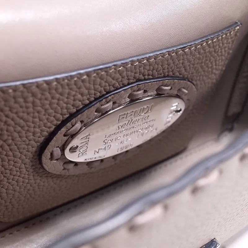 Fendi Gray Leather Baguette Crossbody Bag - Image 8