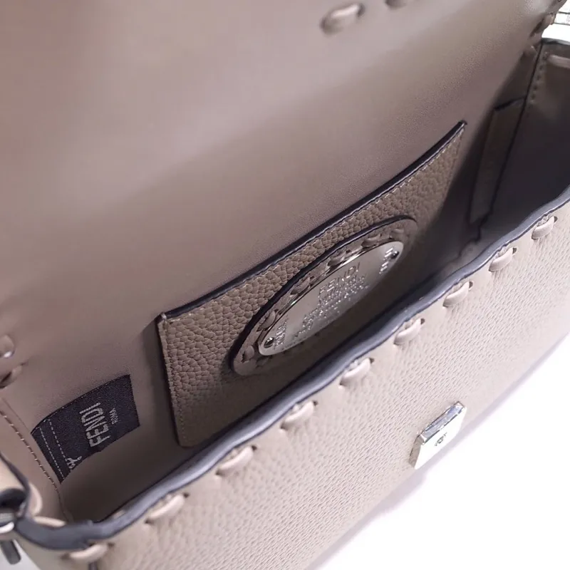 Fendi Gray Leather Baguette Crossbody Bag - Image 9