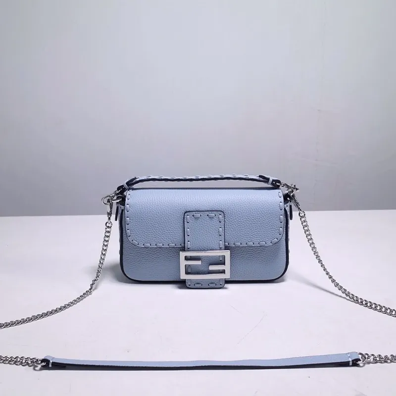 Fendi Light Blue Baguette Crossbody Bag