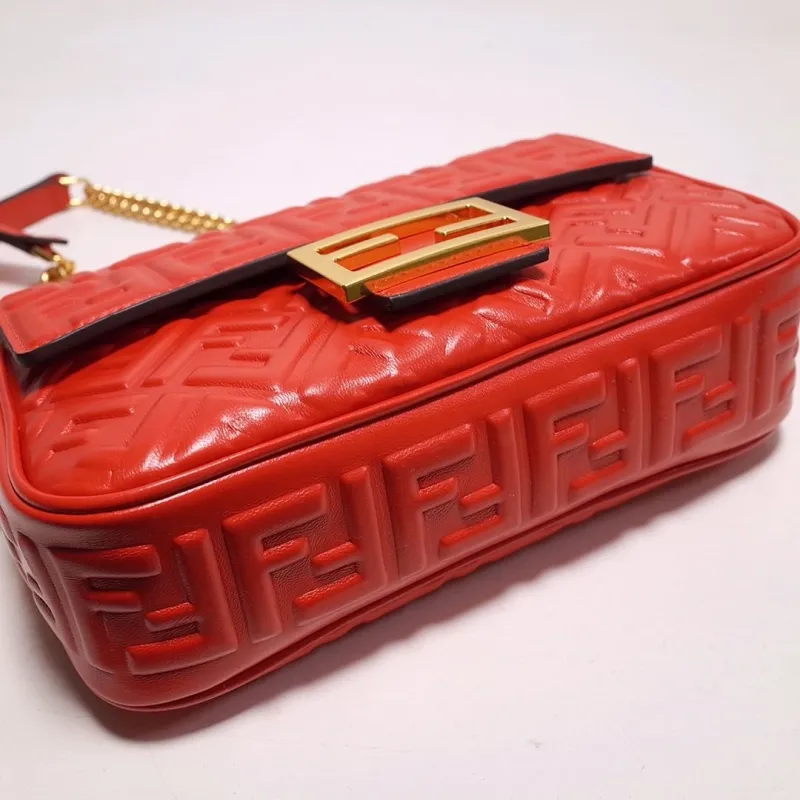 Fendi Red Baguette Shoulder Bag 181 - Image 4