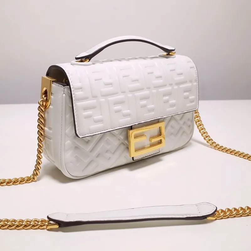 Alternative view of Fendi White Baguette Chain Shoulder Bag