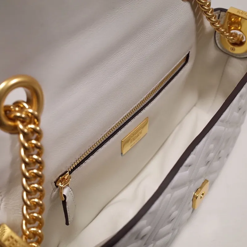 Fendi White Baguette Chain Shoulder Bag - Image 7