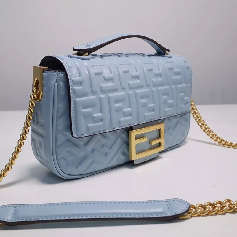 Alternative view of Fendi Light Blue Baguette Chain Shoulder Bag