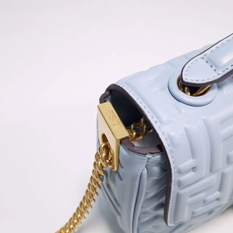 Fendi Light Blue Baguette Chain Shoulder Bag - Image 3
