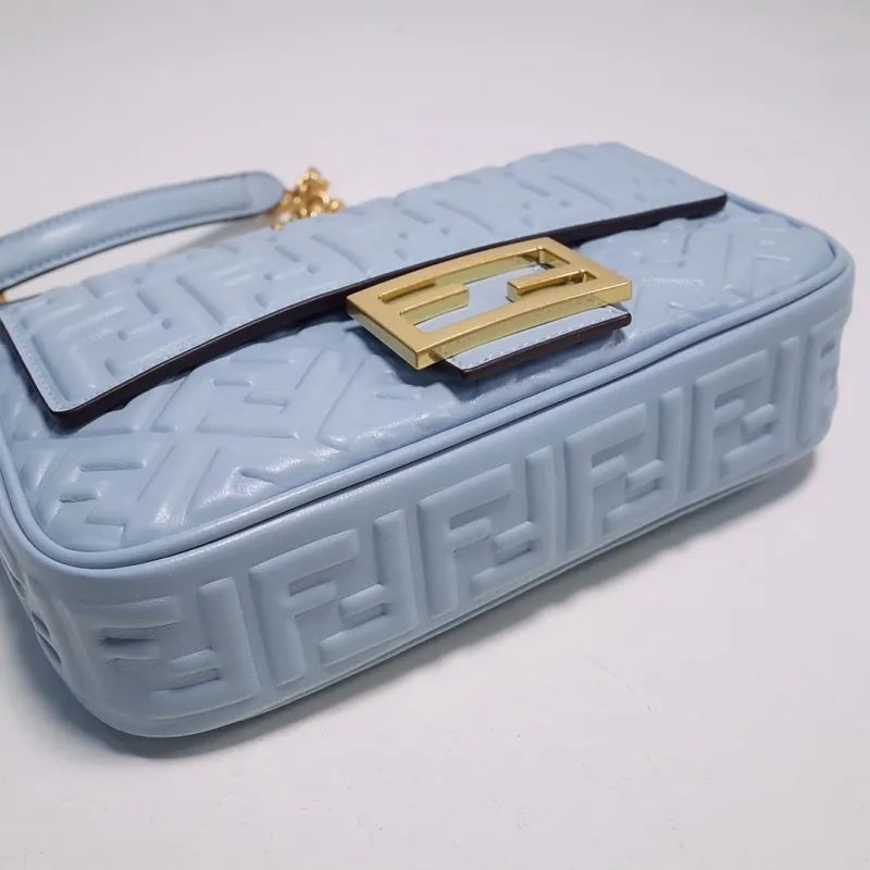 Fendi Light Blue Baguette Chain Shoulder Bag - Image 5