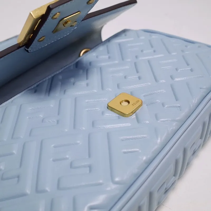 Fendi Light Blue Baguette Chain Shoulder Bag - Image 6