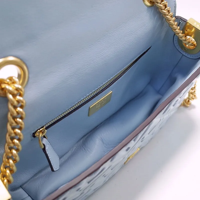Fendi Light Blue Baguette Chain Shoulder Bag - Image 7