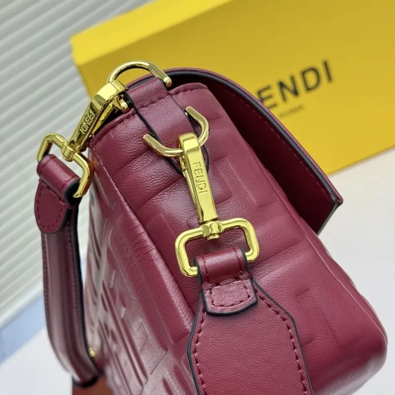 Fendi Burgundy Baguette Shoulder Bag - Image 6