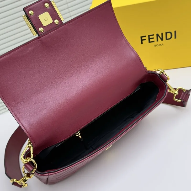 Fendi Burgundy Baguette Shoulder Bag - Image 8