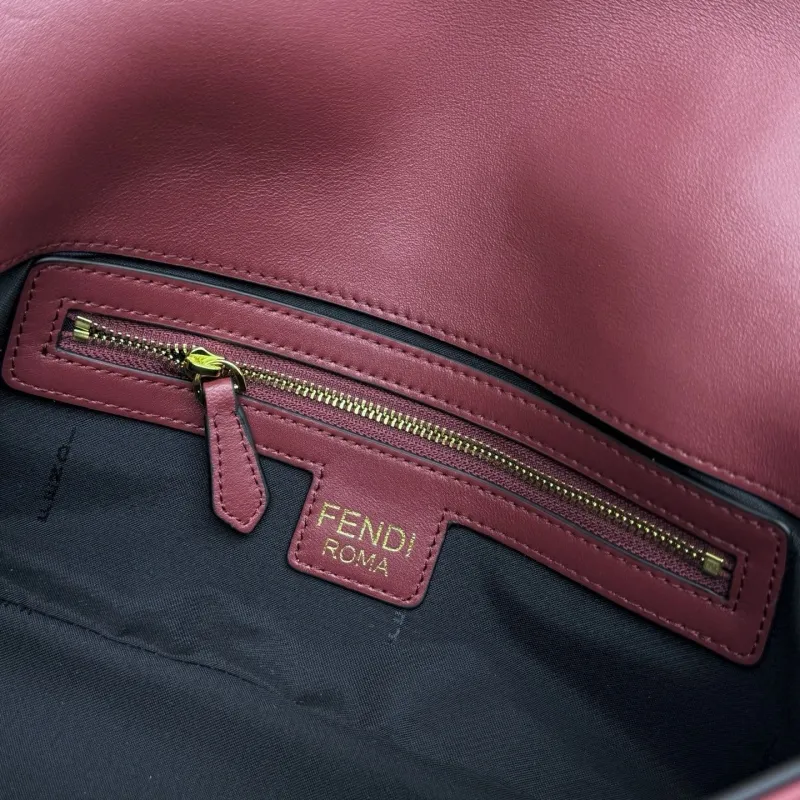 Fendi Burgundy Baguette Shoulder Bag - Image 9