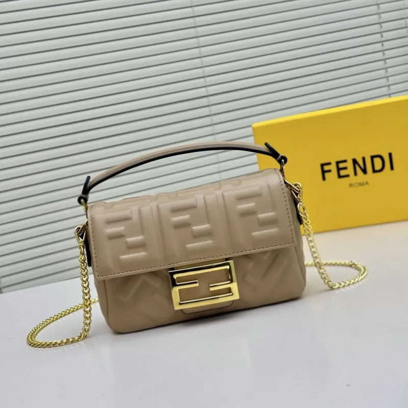 Fendi Beige Baguette Chain Shoulder Bag