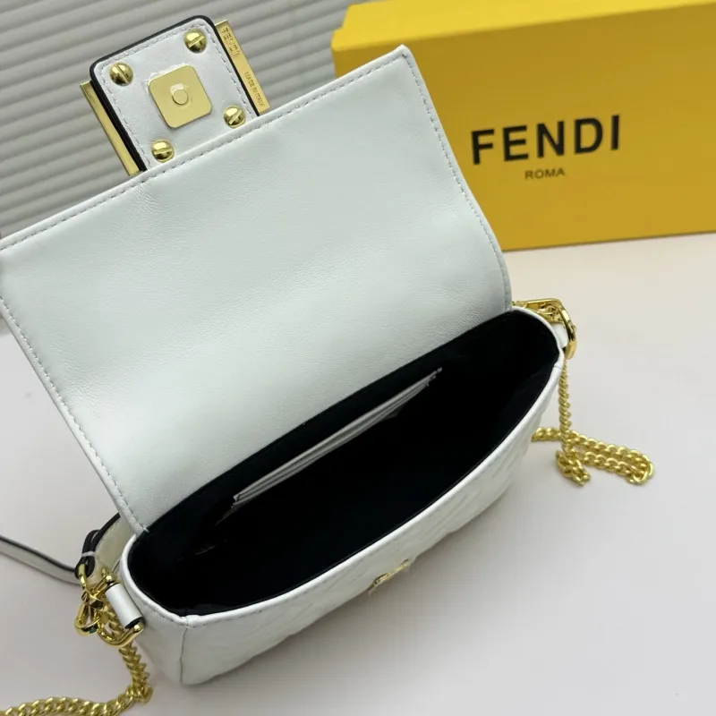 Fendi White Baguette Chain Crossbody Bag - Image 7