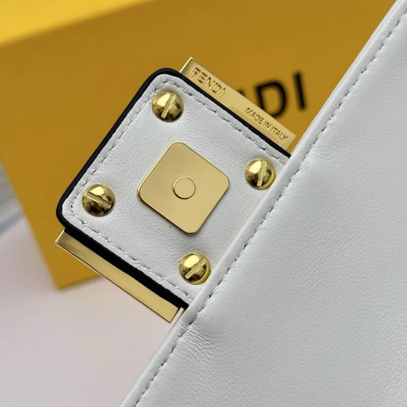 Fendi White Baguette Chain Crossbody Bag - Image 8