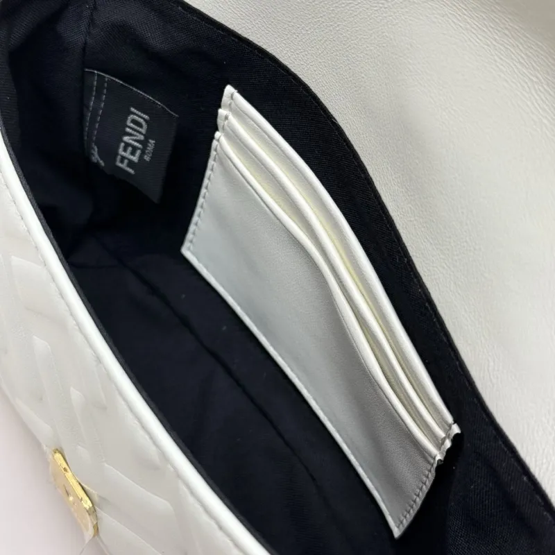 Fendi White Baguette Chain Crossbody Bag - Image 9